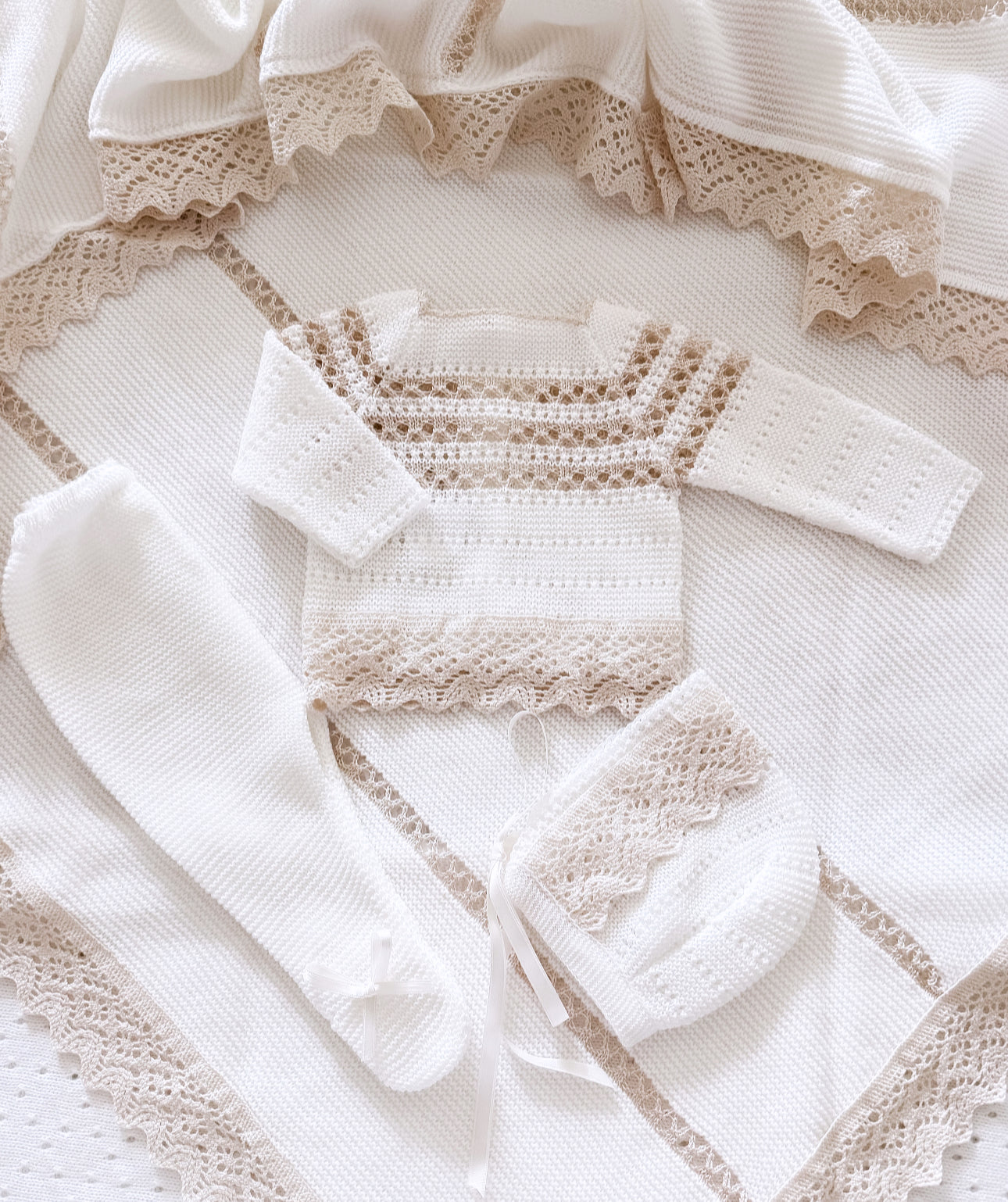Cream and Gold Knitted Set - Ella Marina Baby