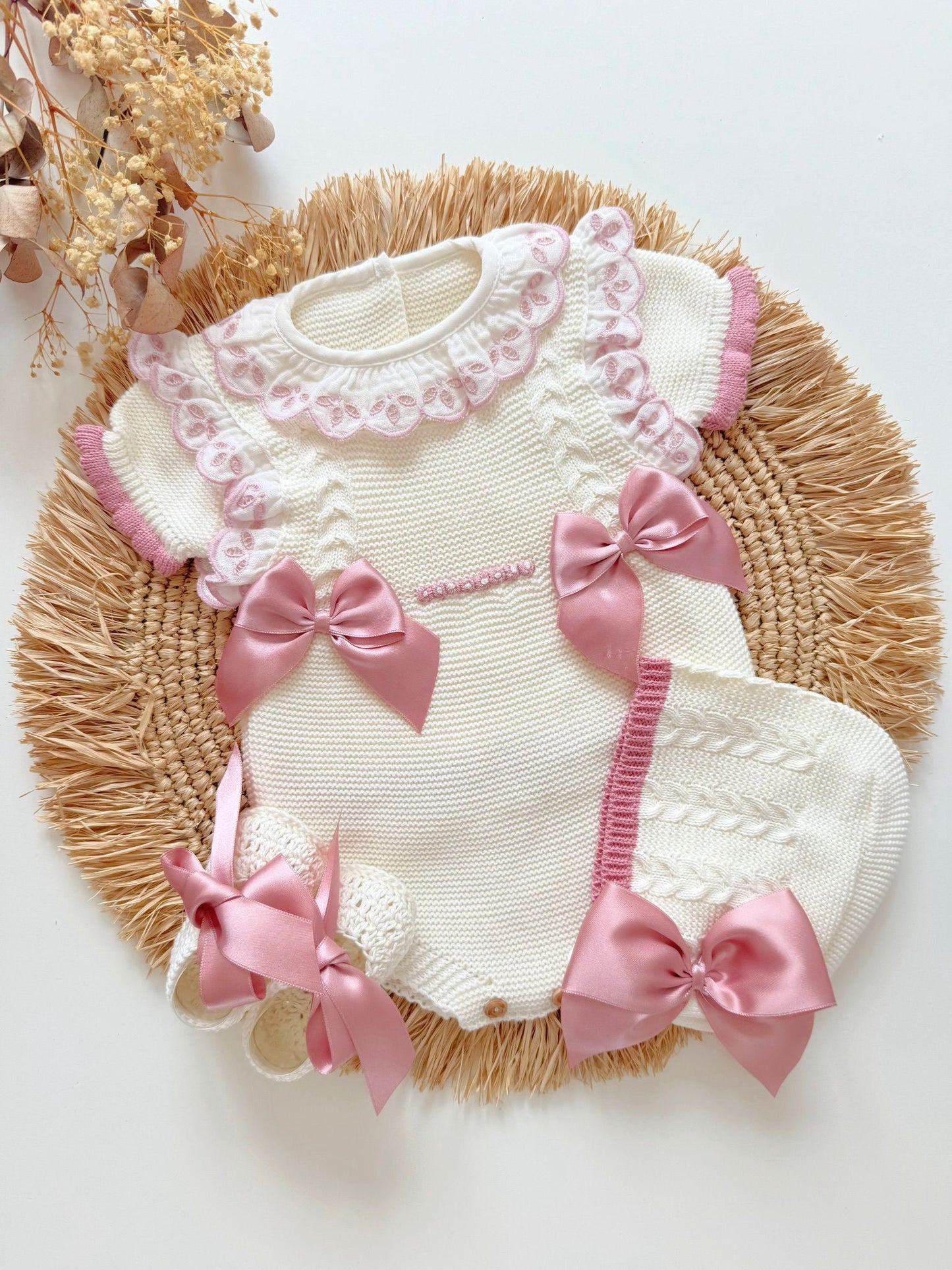 Posie Three Piece Set - Cream/Rose - Ella Marina Baby