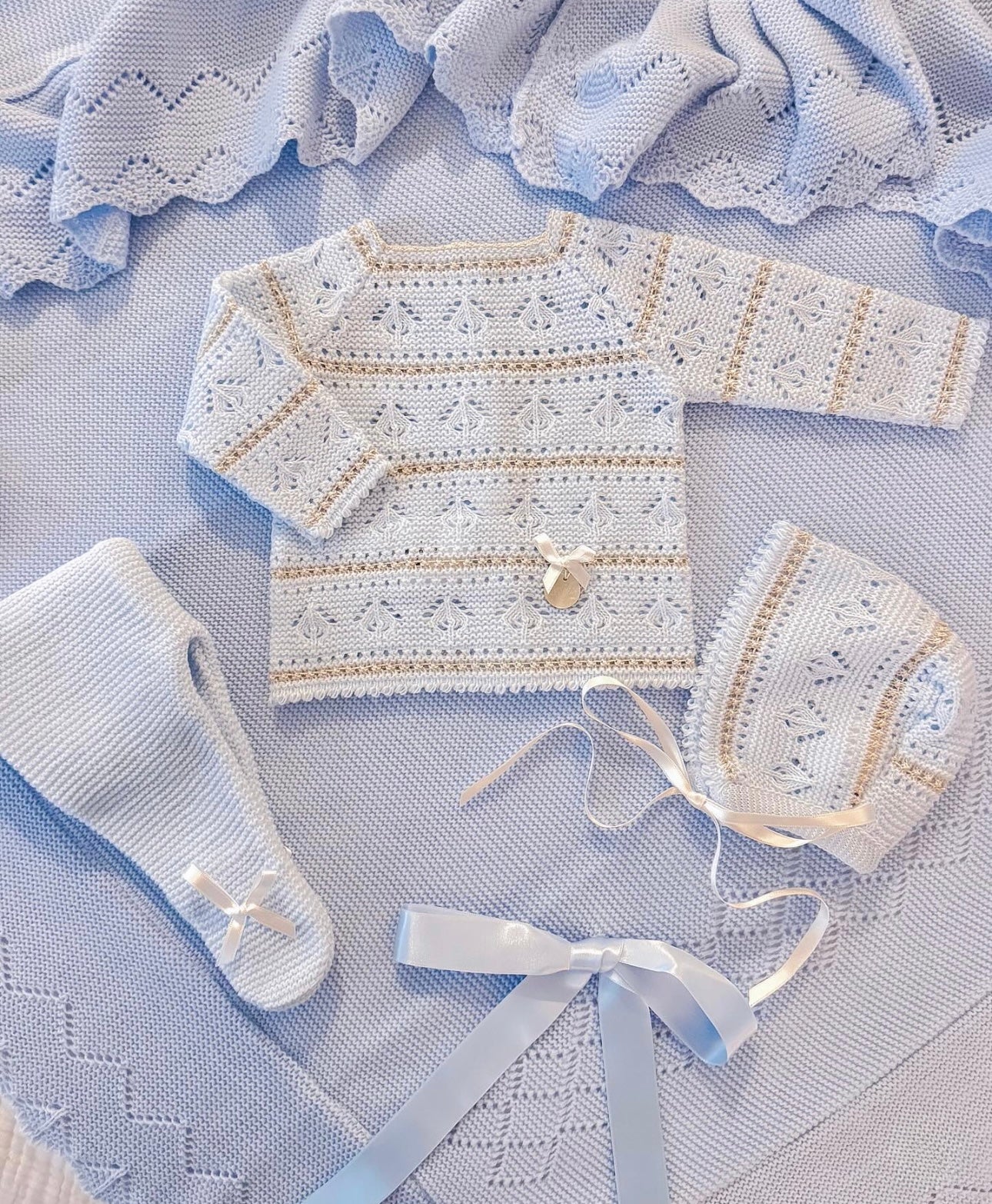 Blue and Gold Knitted Set