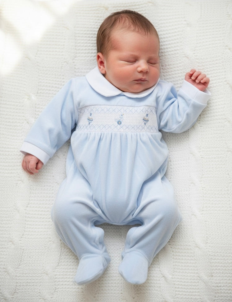 Smocked Classic Toys Sleepsuit - Blue