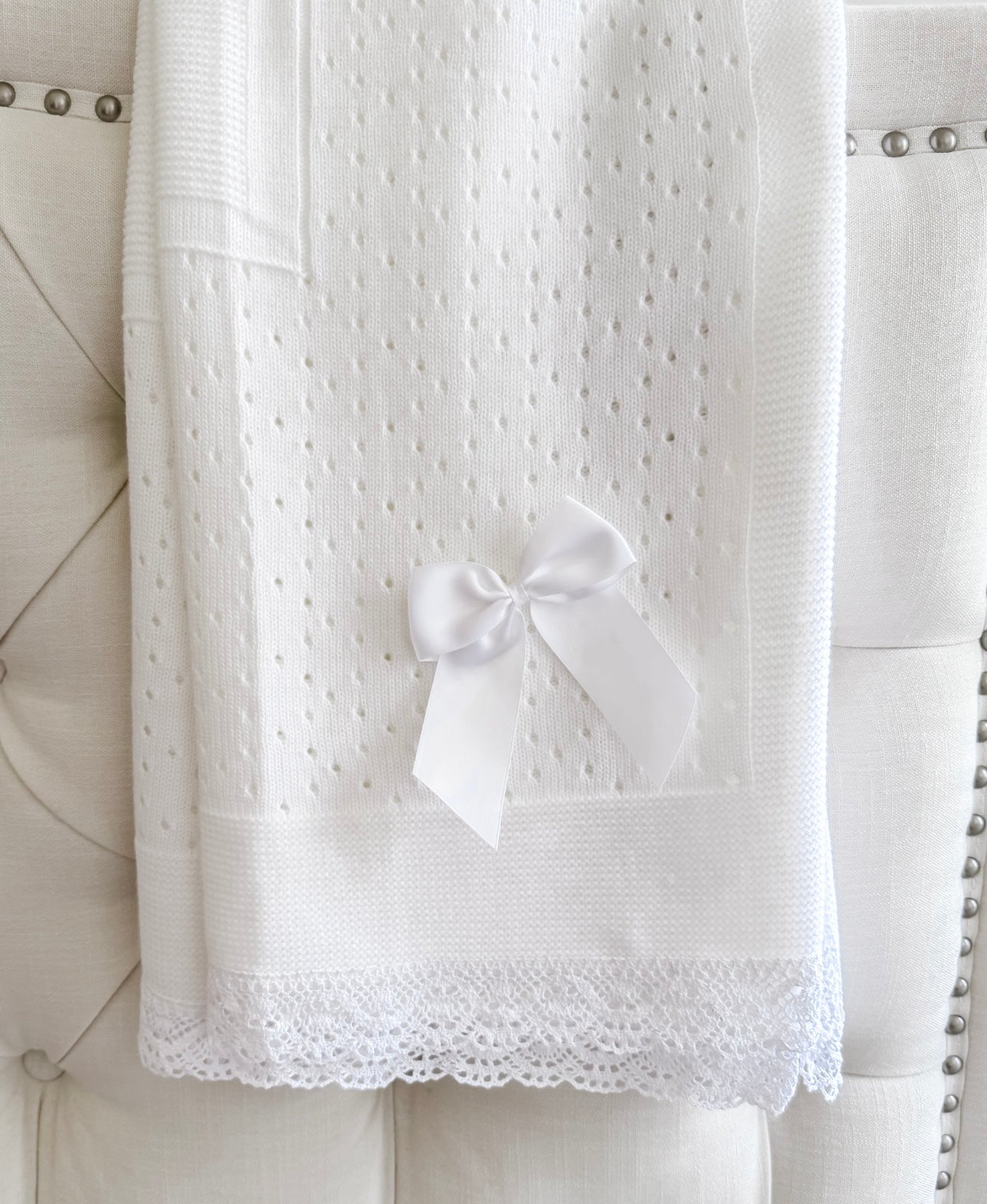 Portuguese Lace Blanket - White - Ella Marina Baby