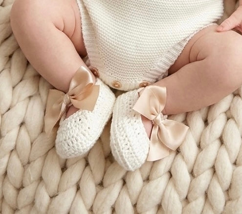Gold Bow Knitted Shoe