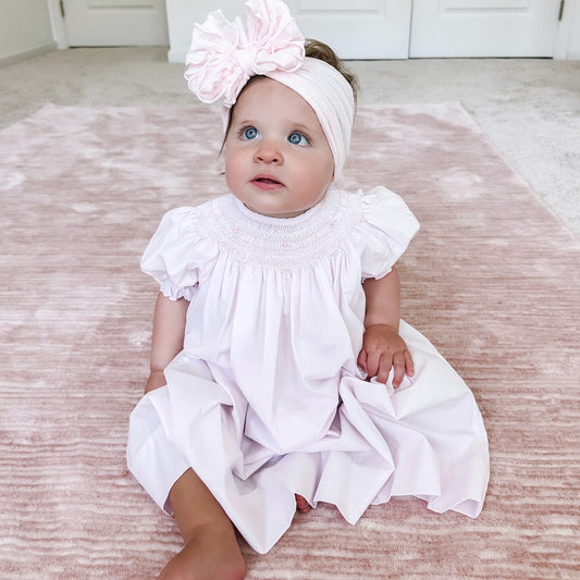 Bishop Smocked Pearl Gown