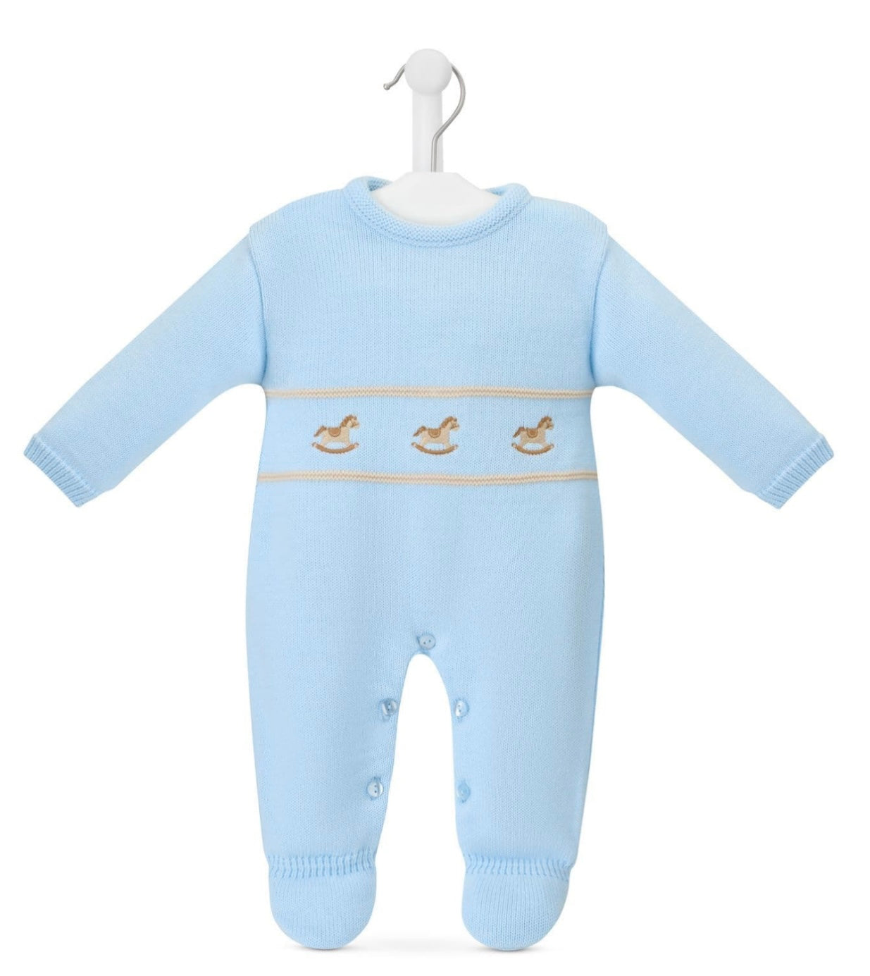 Knitted Rocking Horse Onsie - Blue - Ella Marina Baby