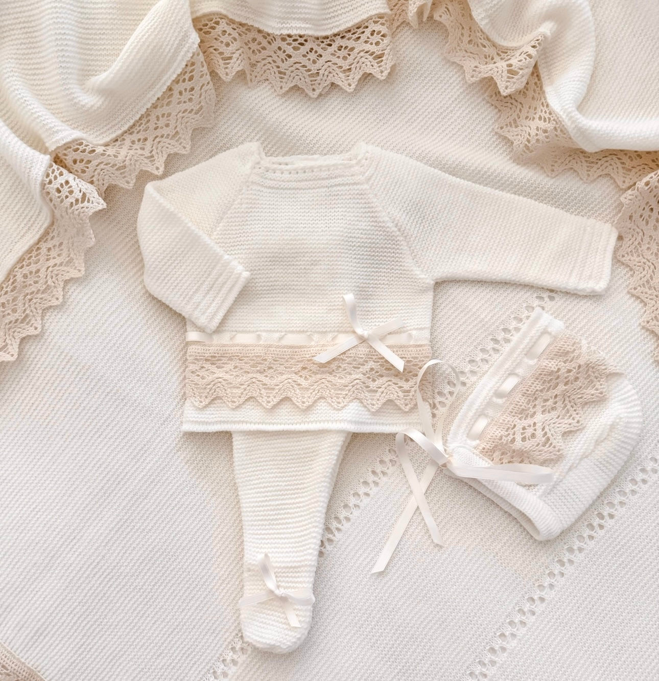Cream and Gold Lace Set - Ella Marina Baby
