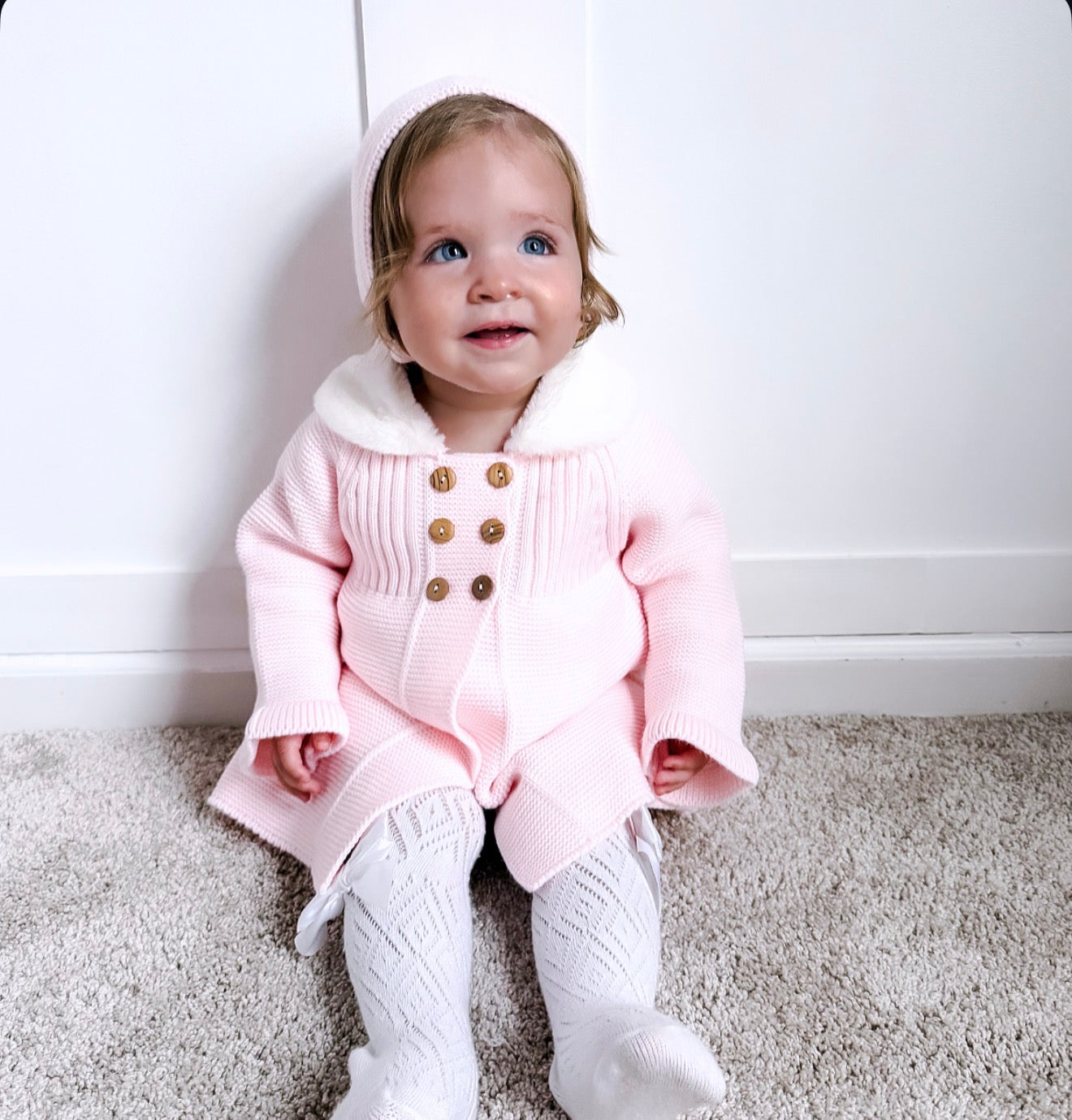 Pink Knitted Spanish Coat + Bonnet