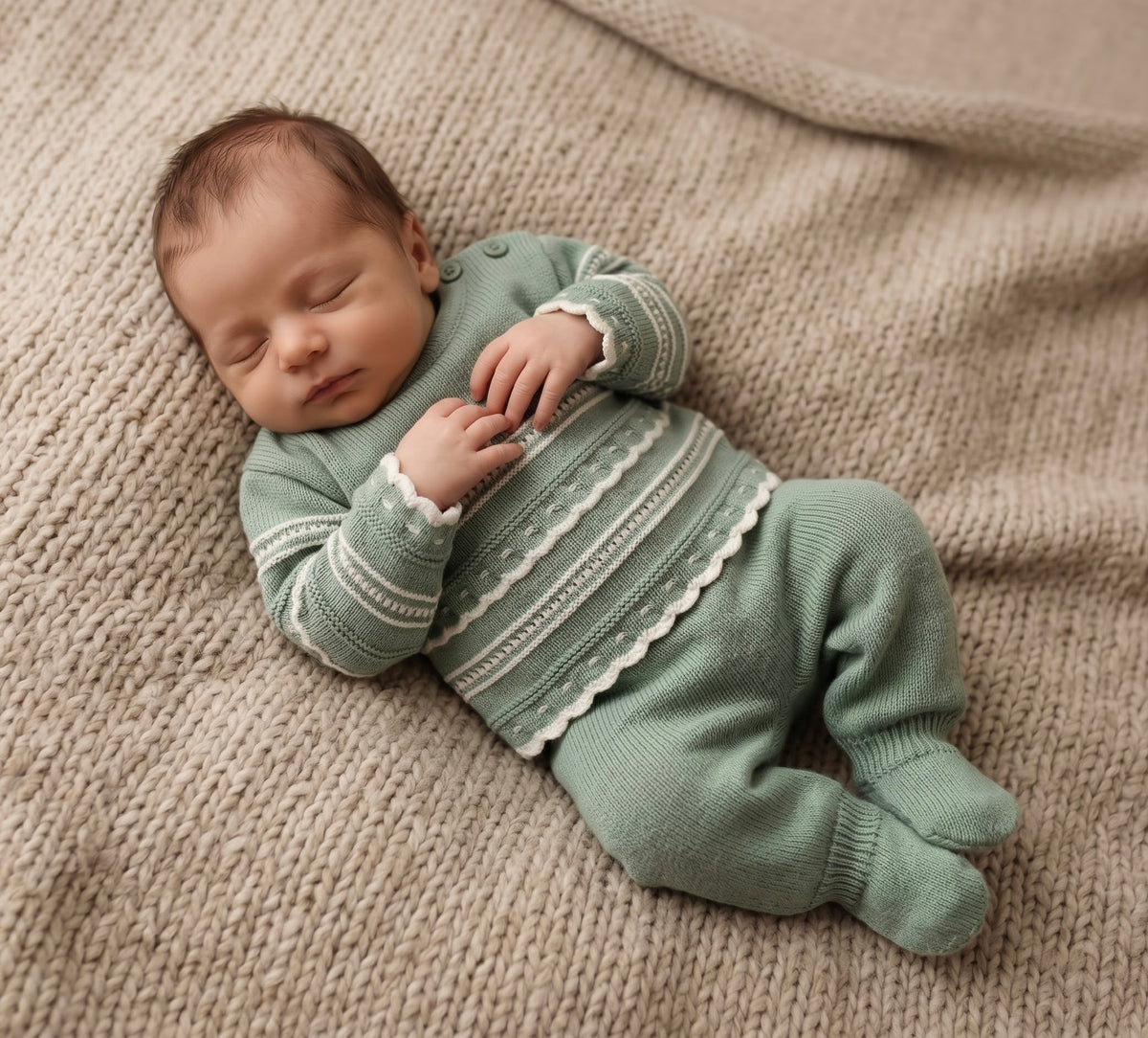 Portugese Knitted Set - Sage