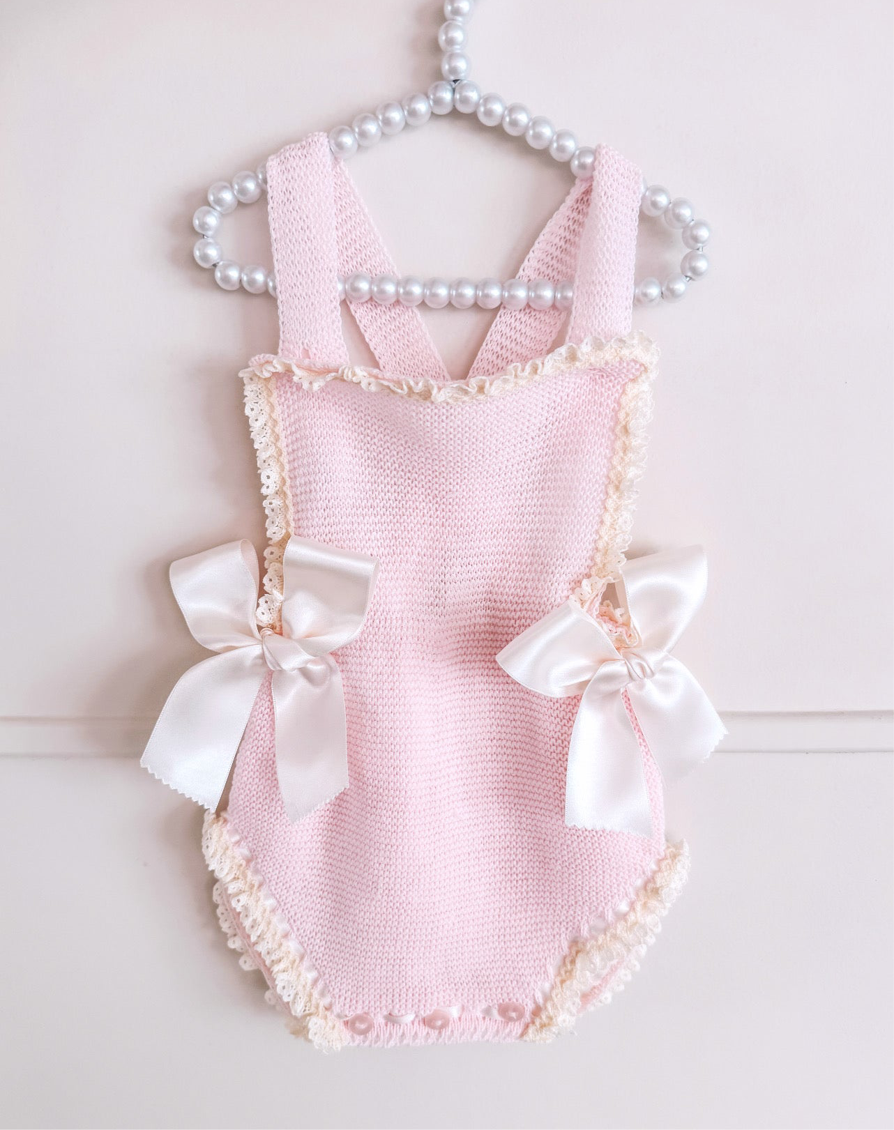 Knitted Spanish Overalls - Pink - Ella Marina Baby