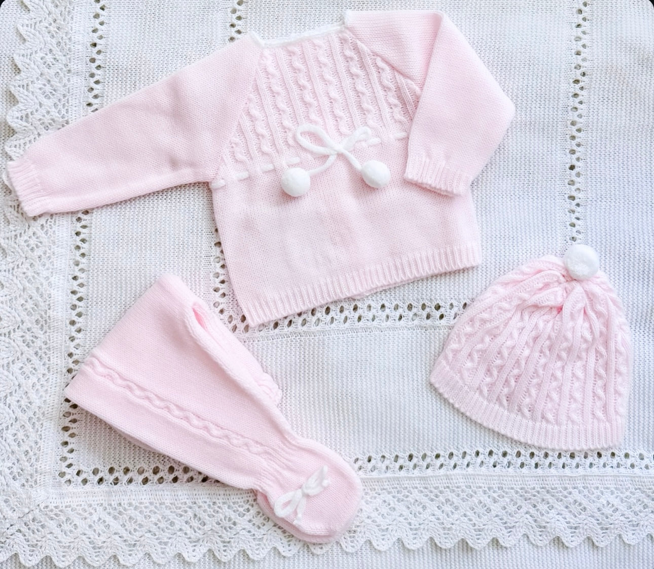 Knitted Pom Outfit - Ella Marina Baby
