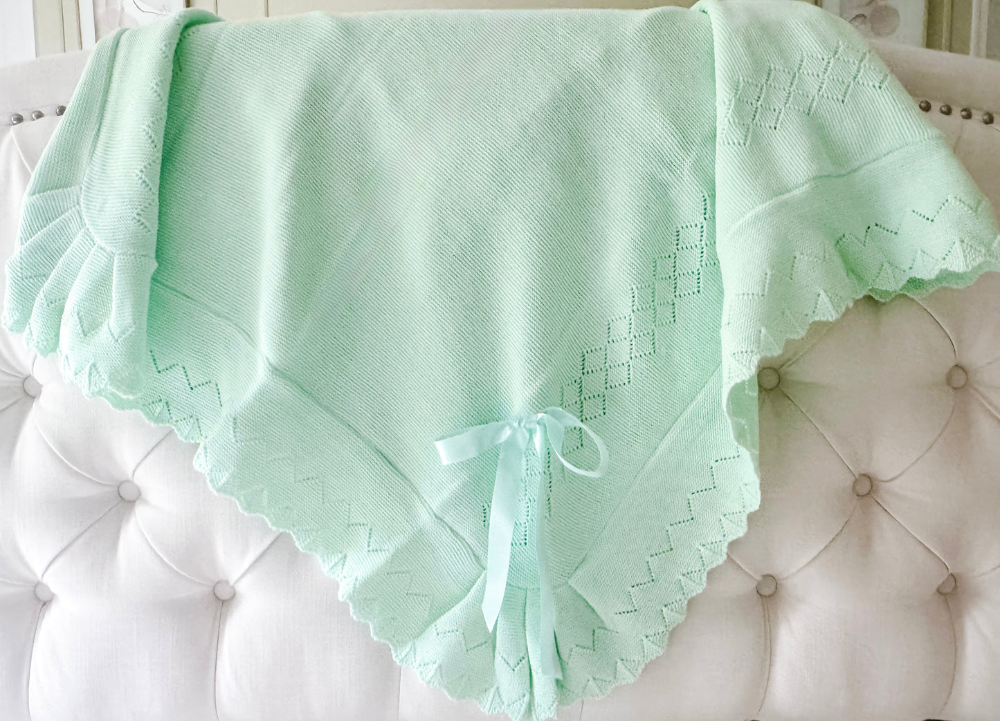 Portuguese Warm Knit Blanket - Mint Green