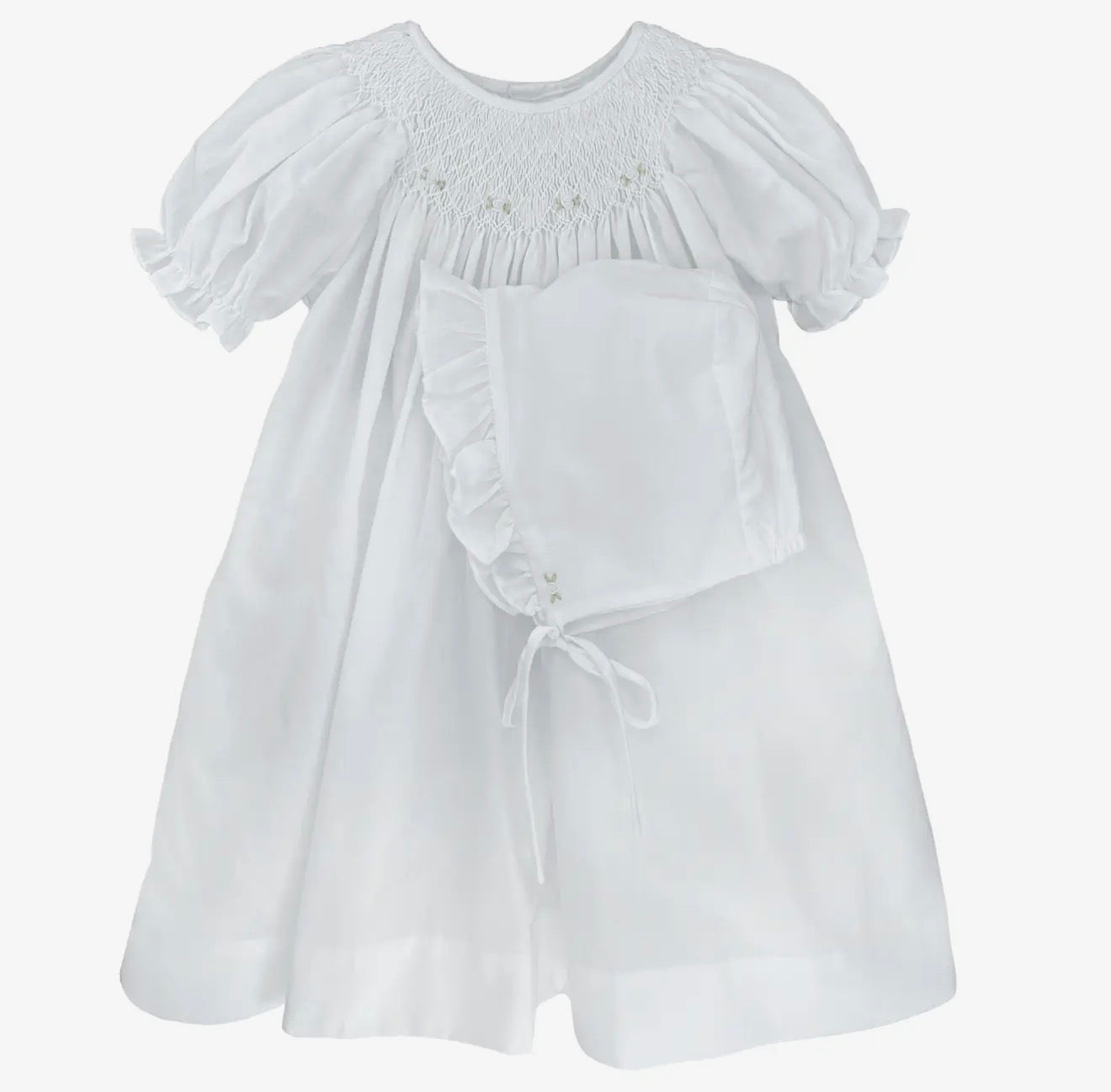 White Floral Smocked Dress - Ella Marina Baby