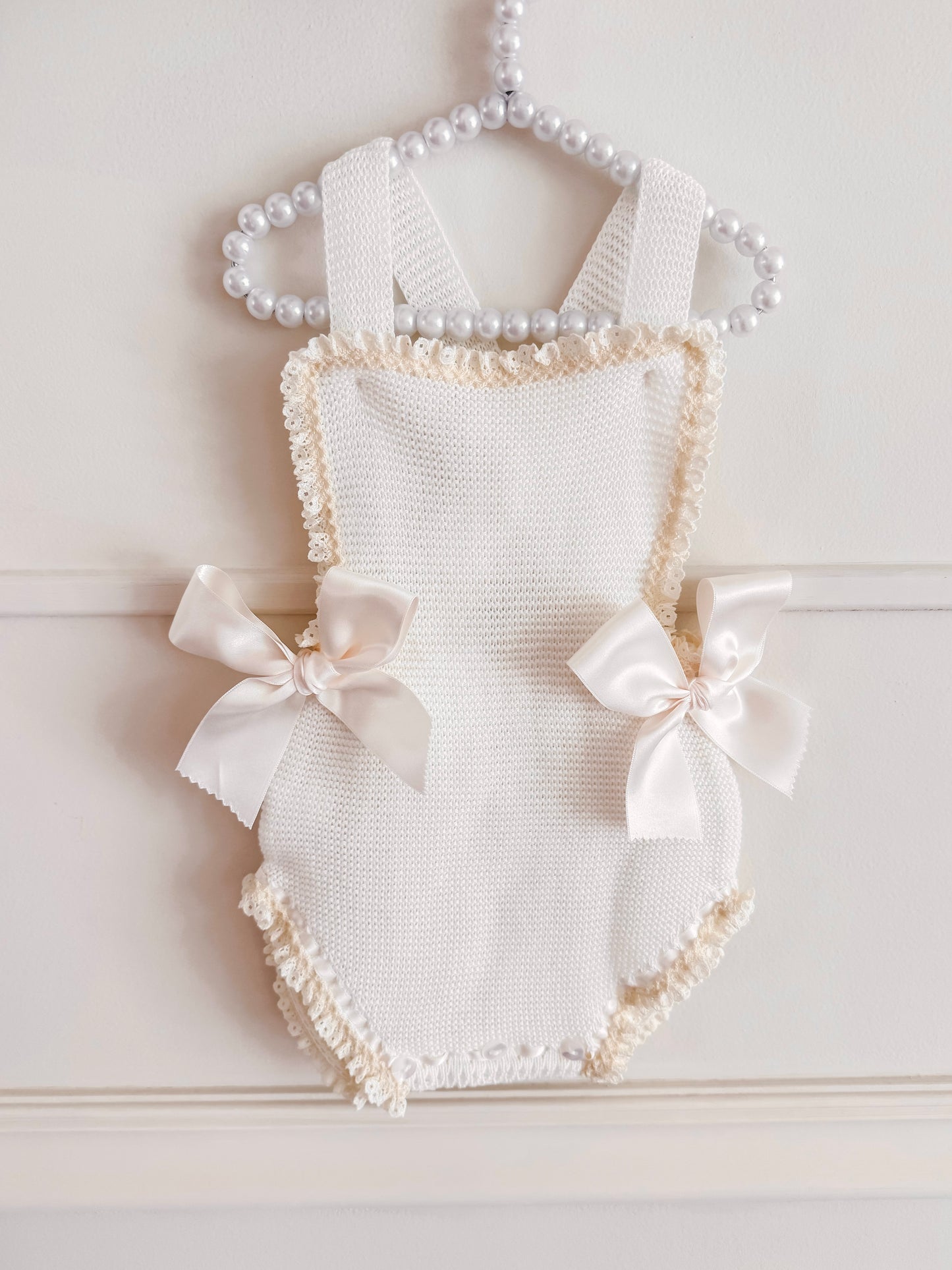 Knitted Spanish Overalls - Ivory - Ella Marina Baby
