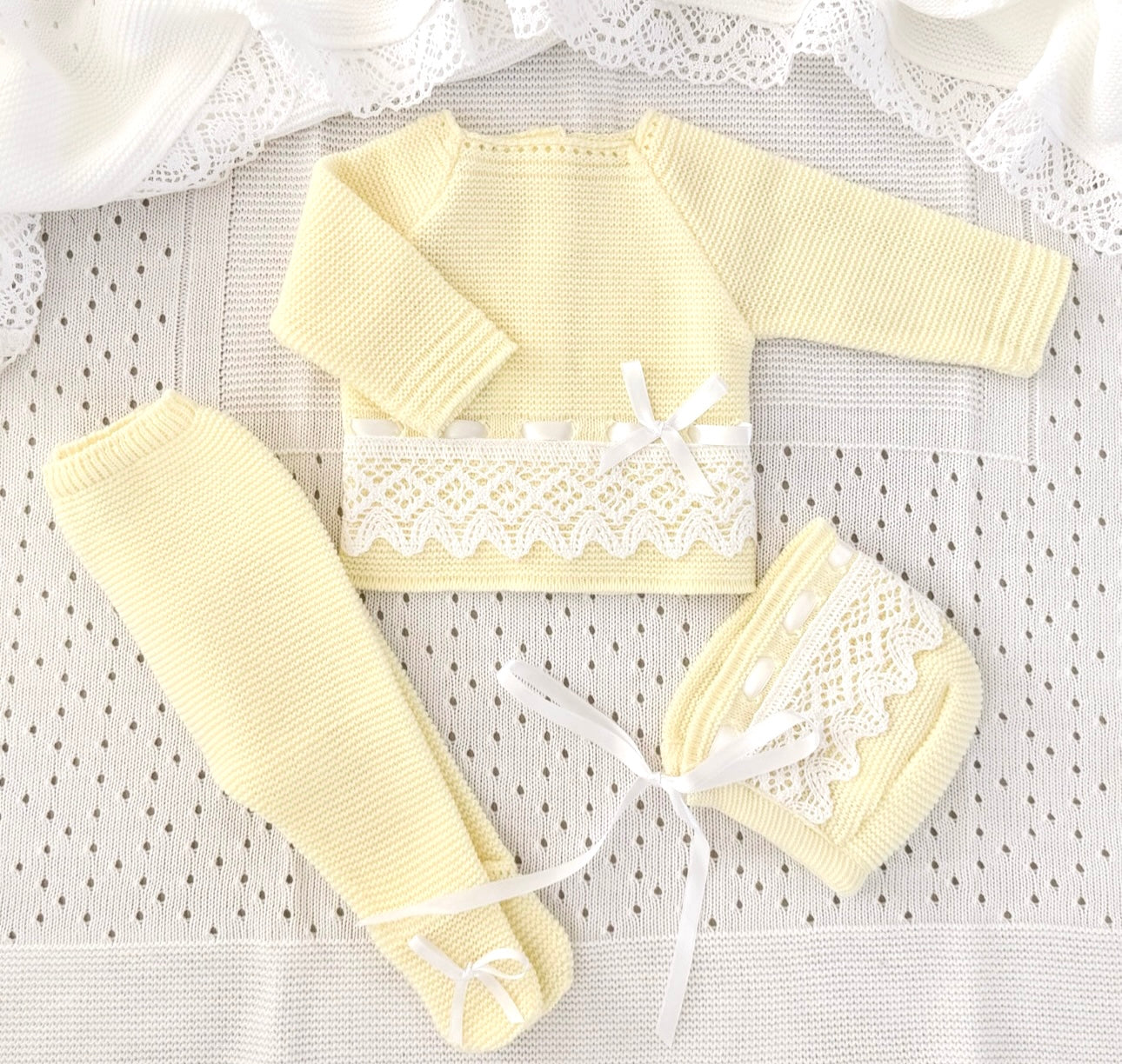 Yellow and White Knit Outfit - Ella Marina Baby