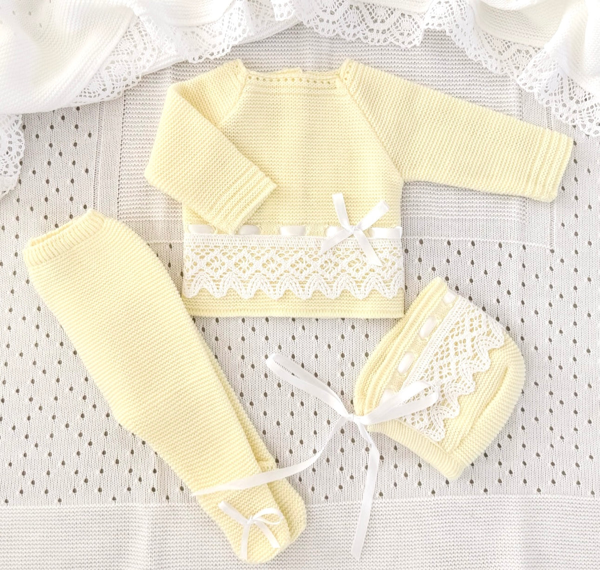 Yellow and White Knit Outfit - Ella Marina Baby