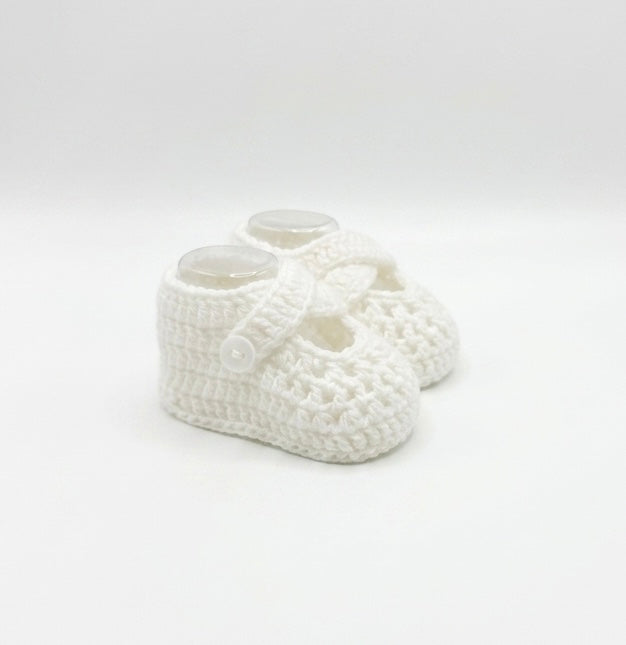 White Hand Knitted Shoes - Ella Marina Baby