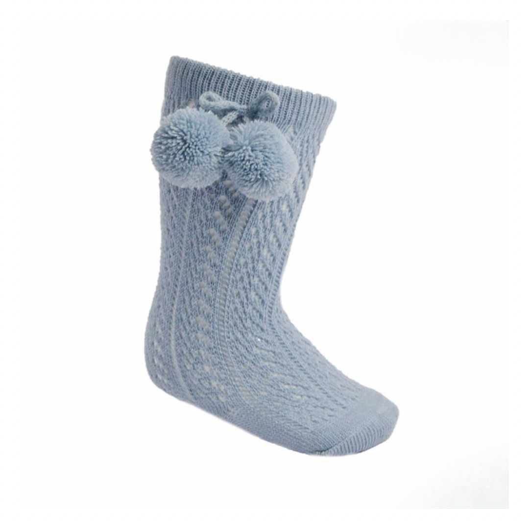 Blue Pelerine Pom Socks