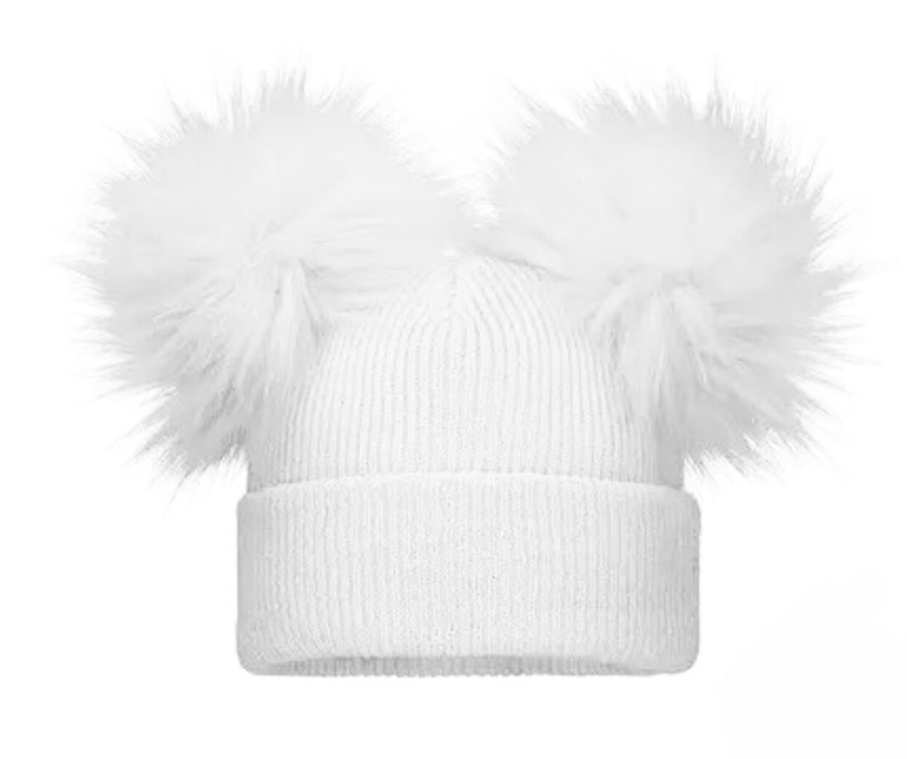 White Double Pom Hat - Ella Marina Baby