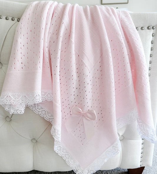 Portuguese Lace Blanket - Pink