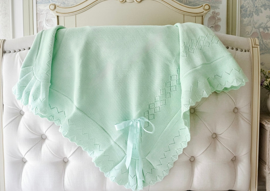 Portuguese Warm Knit Blanket - Mint Green
