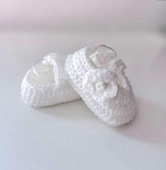 White Flower Knit Shoes - Ella Marina Baby