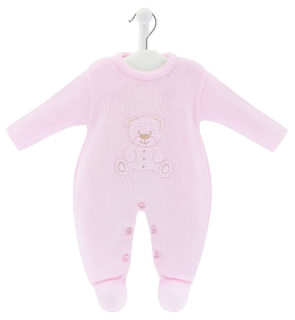 Teddy Bear Knit Romper - Pink - Ella Marina Baby