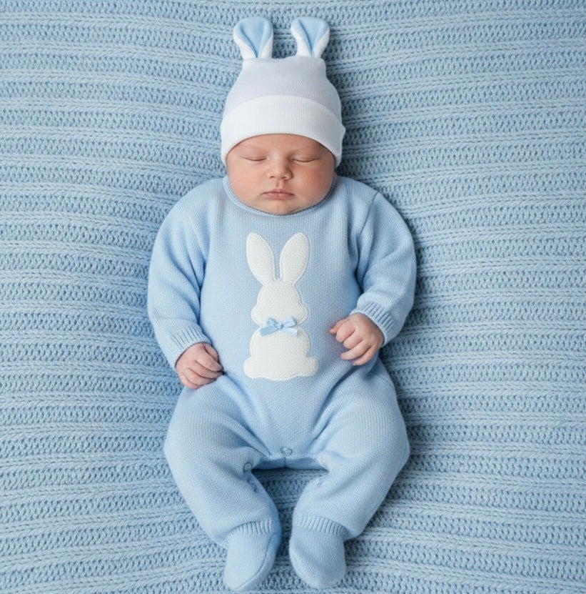 Knitted Bunny Onsie - Blue