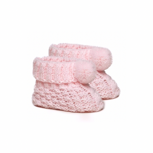 Pink Bobble Booties - Ella Marina Baby