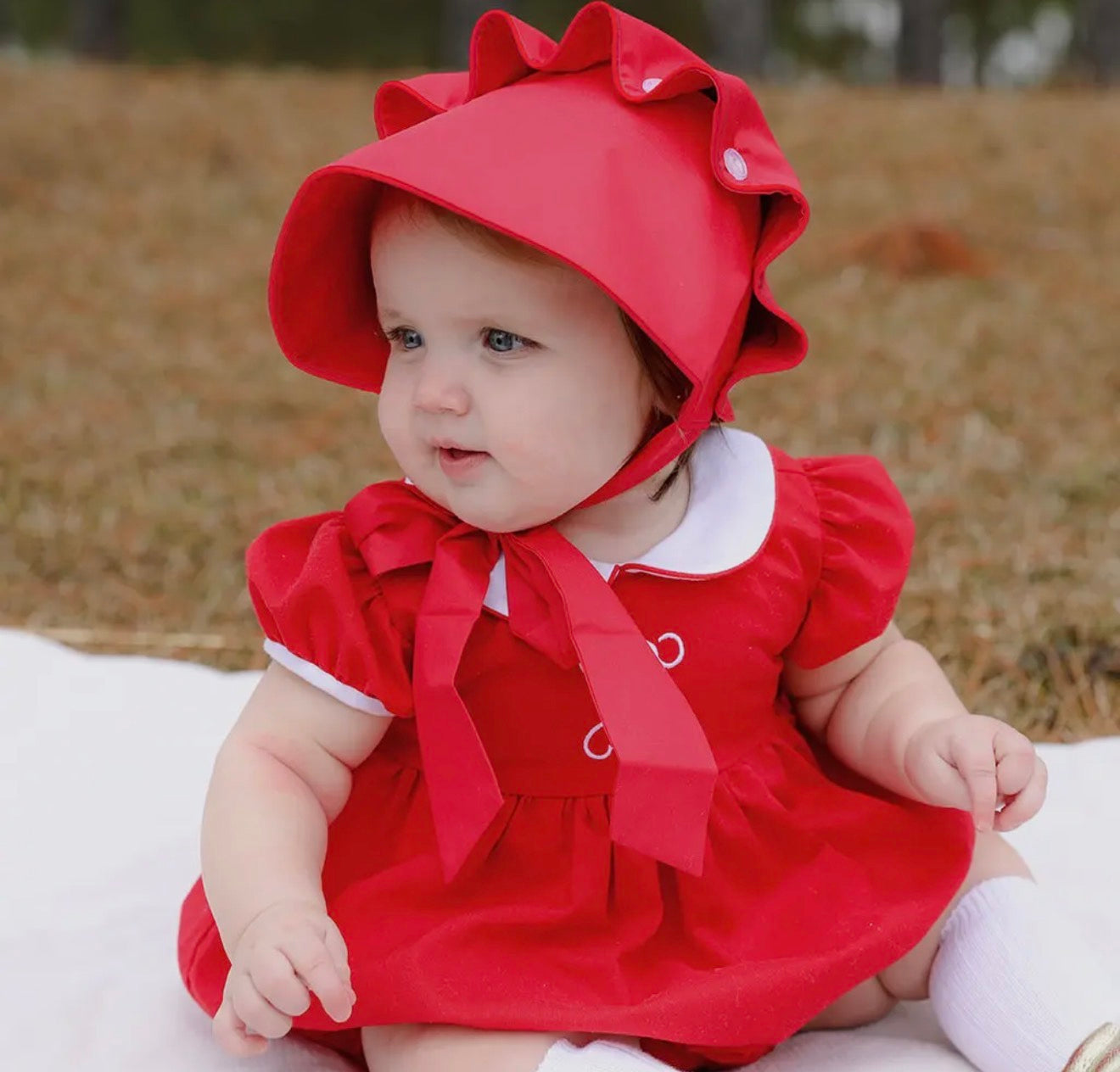 Red Baby Bonnet - Ella Marina Baby