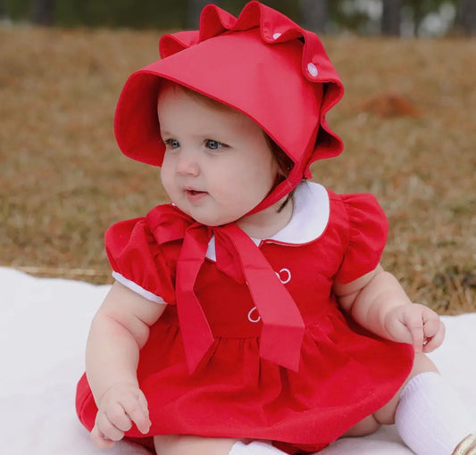 Red Baby Bonnet - Ella Marina Baby