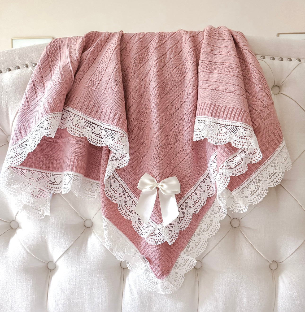 Portuguese Lace Blanket - Dusty Pink