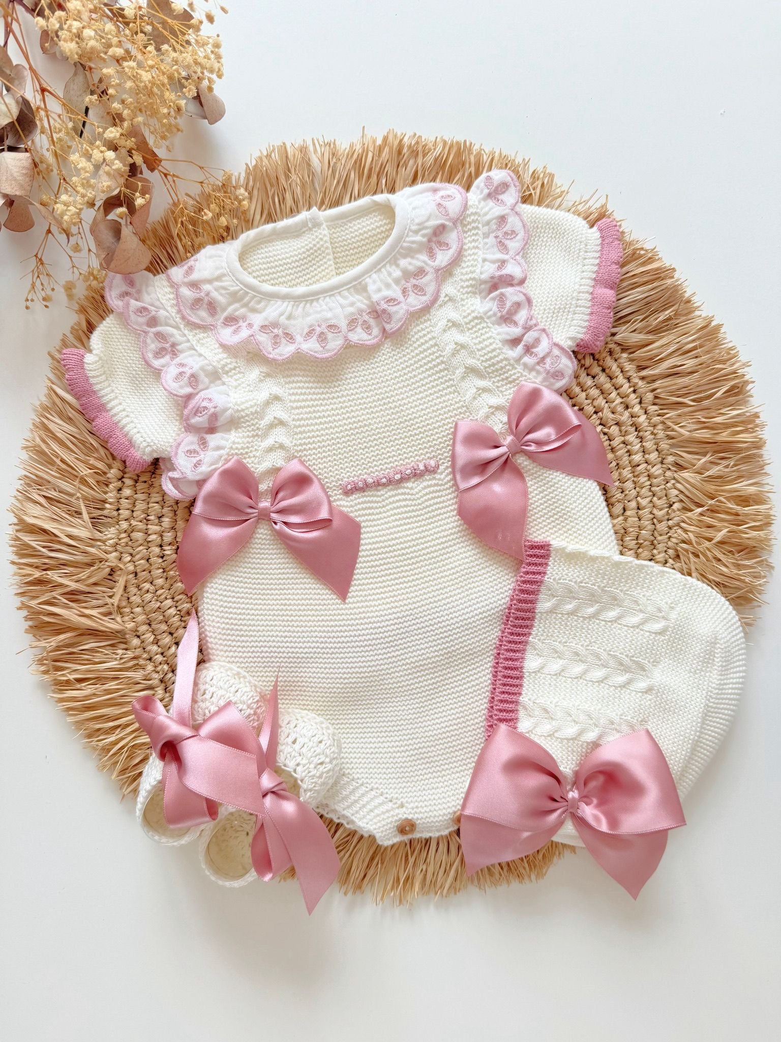 Posie Three Piece Set - Cream/Rose - Ella Marina Baby