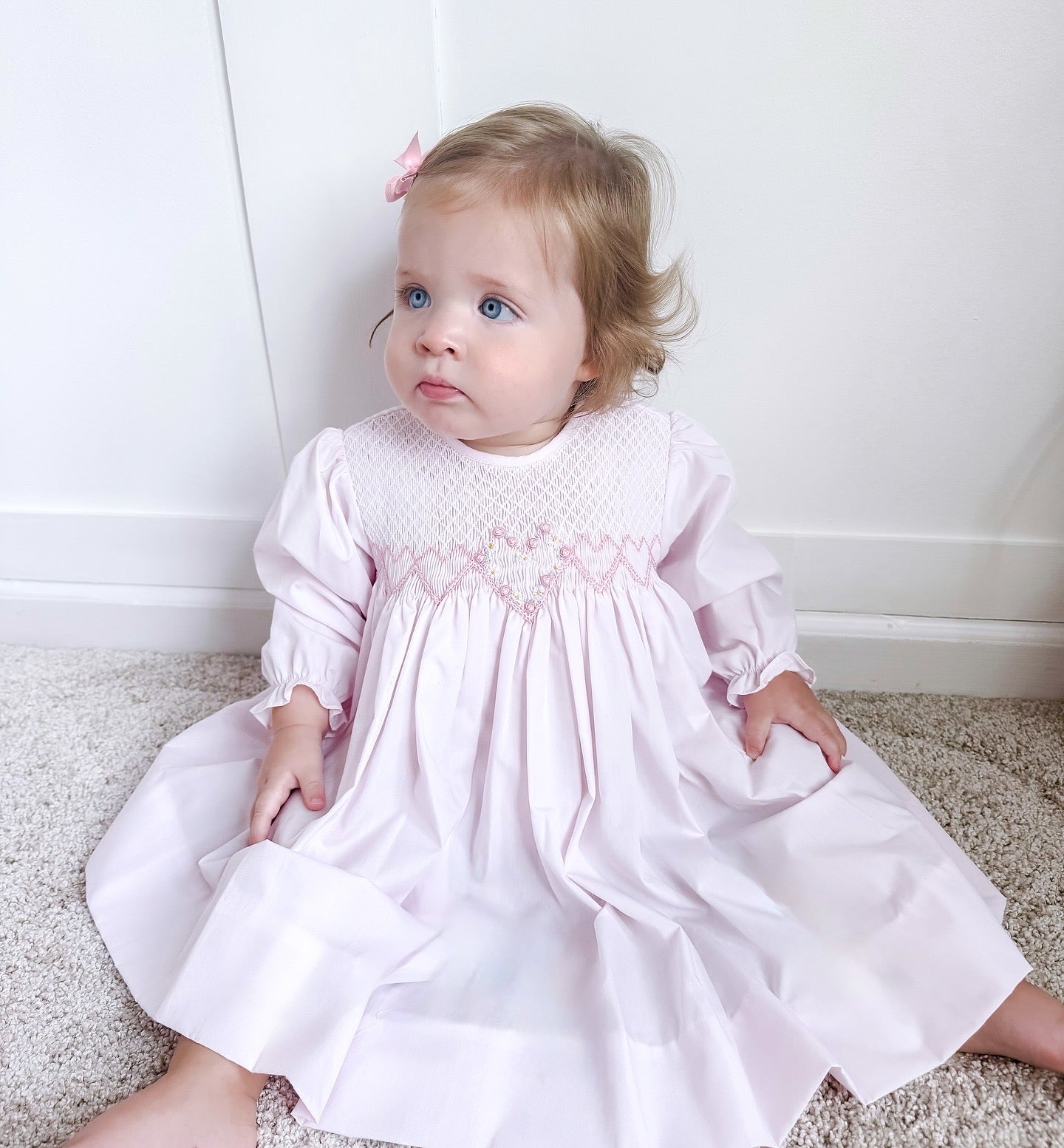 Pink Heart Smocked Dress