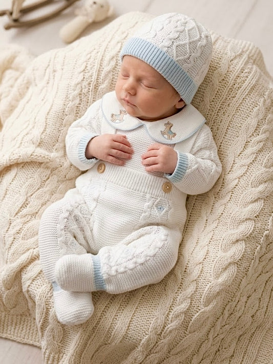 Rocking Horse Overalls - Blanco/Azul