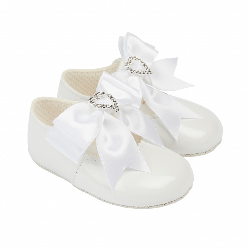 Diamante Heart Soft Sole Shoe - White