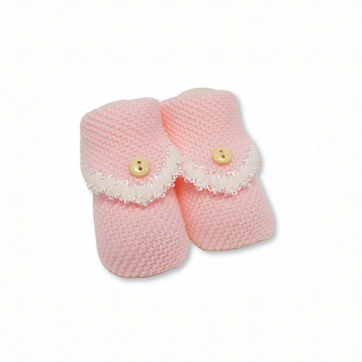 Pink Button Lace Booties - Ella Marina Baby