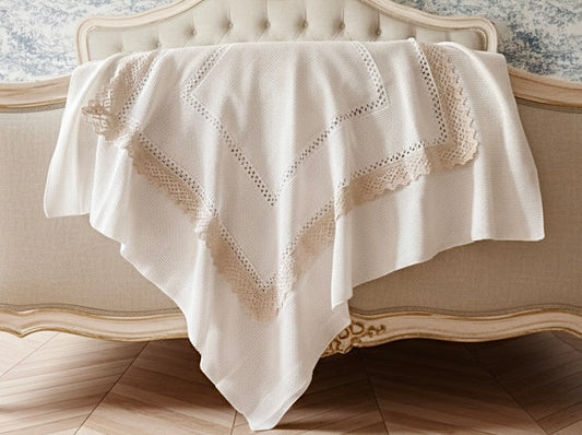 Spanish Lace Blanket - Cream/Gold