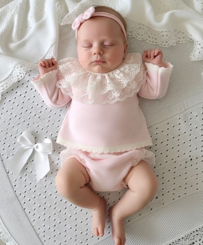 Pink Lace Collar Set