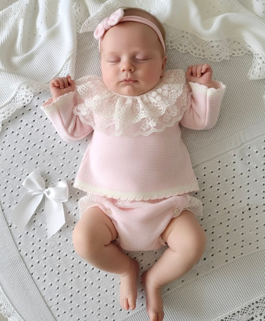 Pink Lace Collar Set