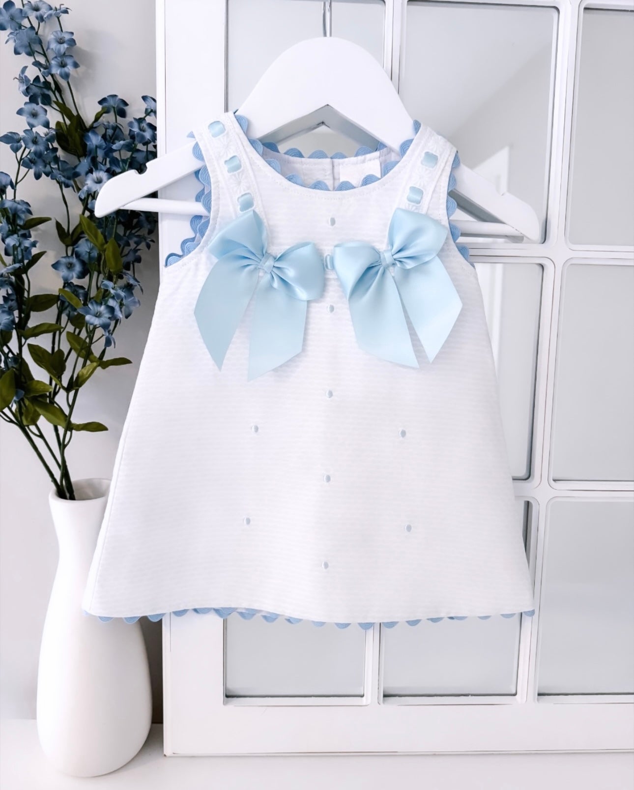 Spanish A-line Bow Dress - Blue - Ella Marina Baby
