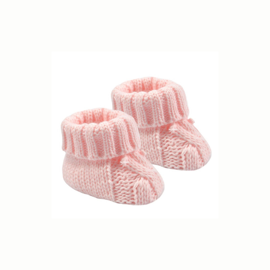Pink Tie Cable Knit Booties - Ella Marina Baby