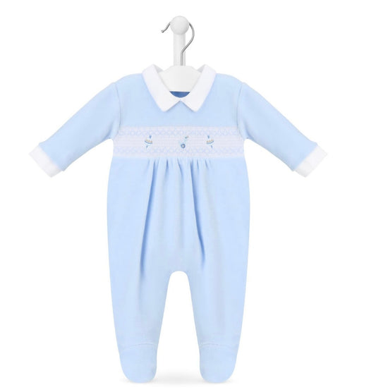 Smocked Classic Toys Sleepsuit - Blue - Ella Marina Baby