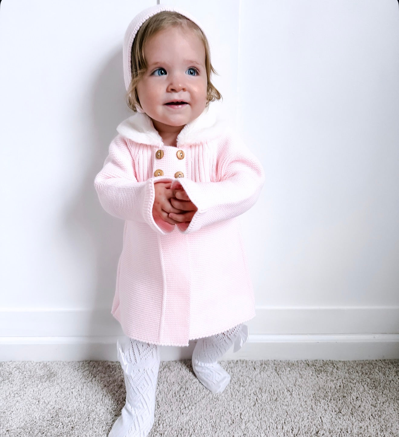 Pink Knitted Spanish Coat + Bonnet
