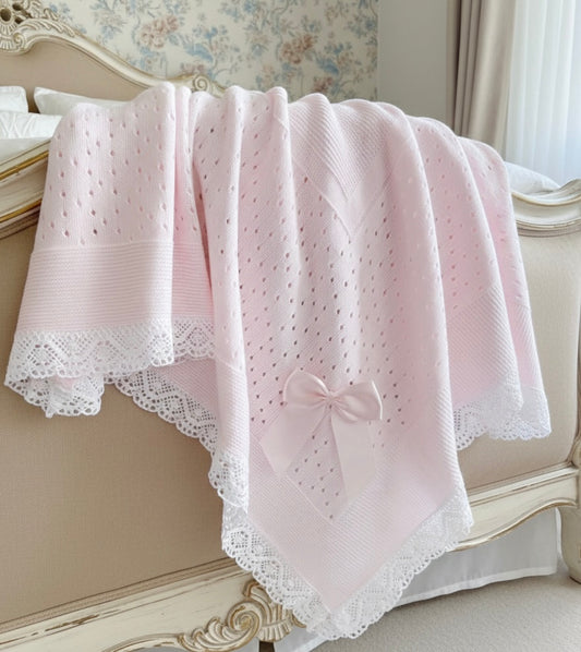 Portuguese Lace Blanket - Pink
