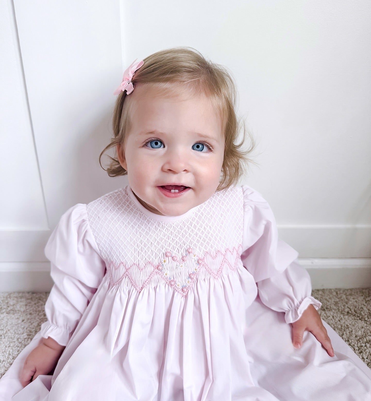 Pink Heart Smocked Dress