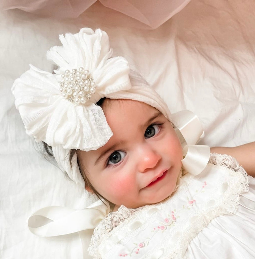 Pearl Ivory Ruffle Headband