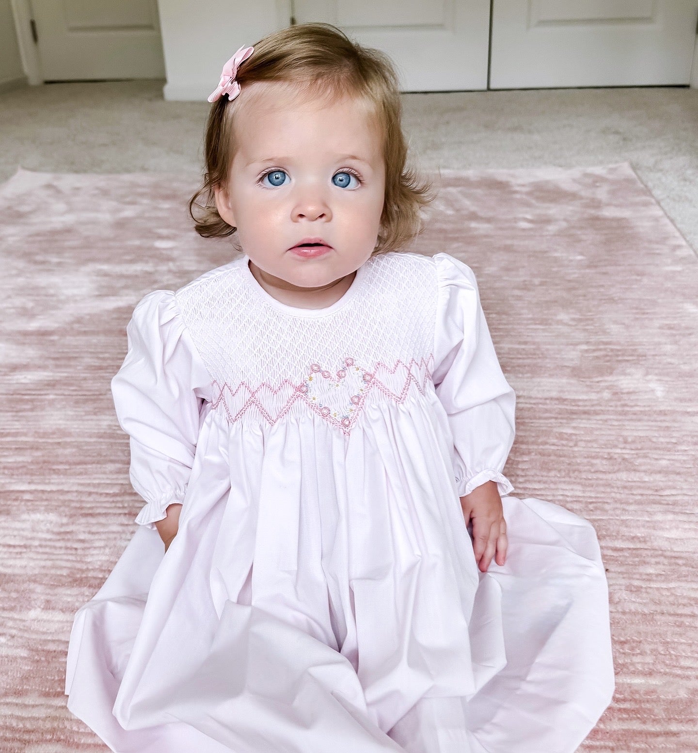 Pink Heart Smocked Dress