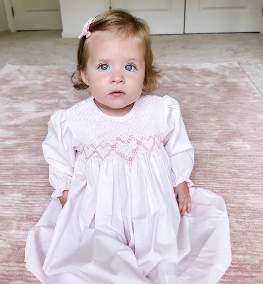 Pink Heart Smocked Dress