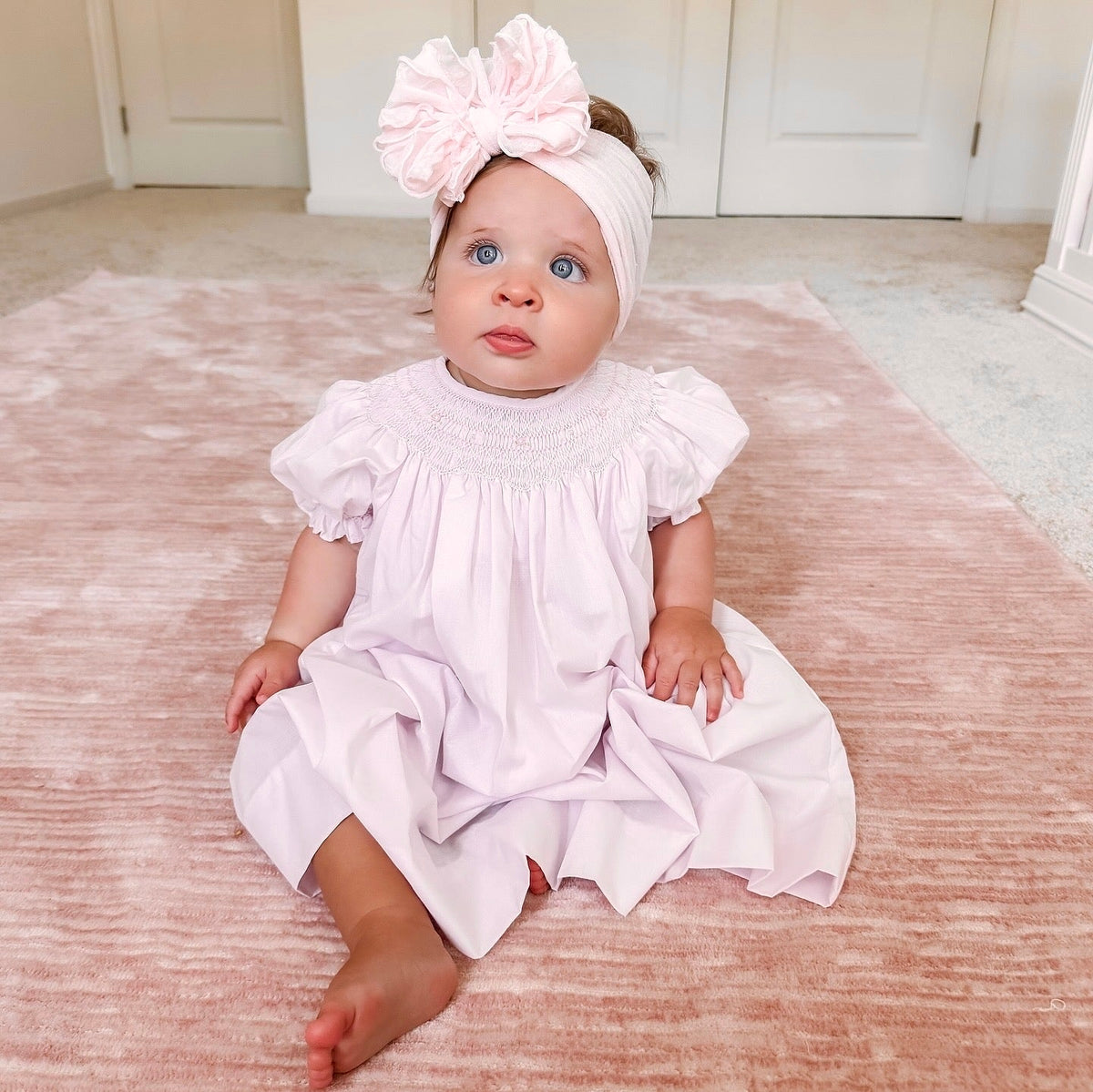 Bishop Smocked Pearl Gown - Pink - Ella Marina Baby