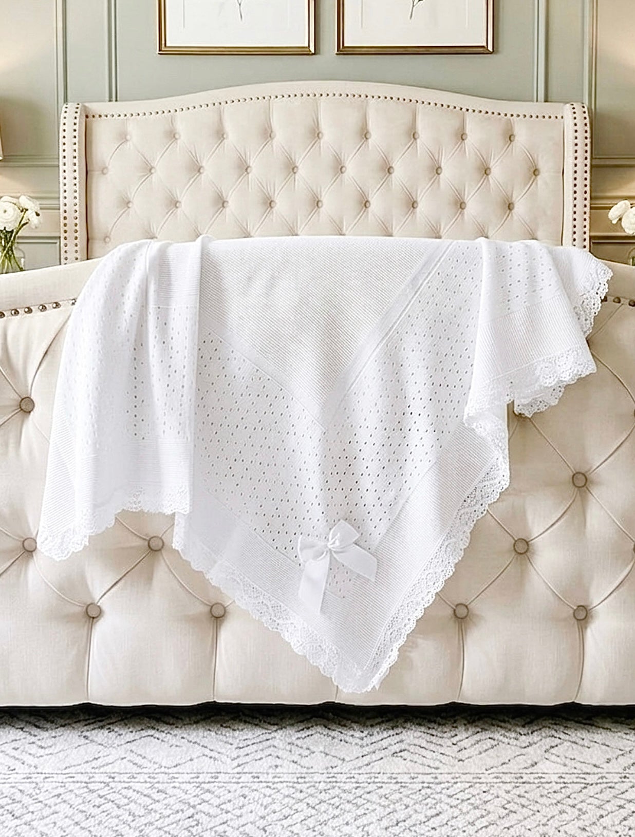 Portuguese Lace Blanket - White