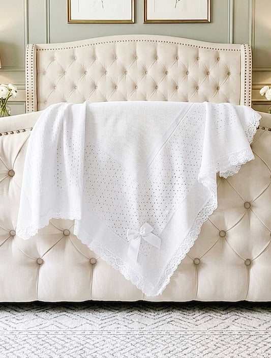 Portuguese Lace Blanket - White